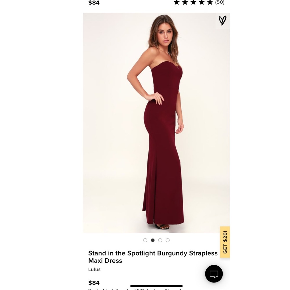 Lulus stand in spotlight burgundy strapless maxi